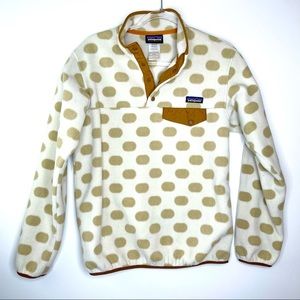 Patagonia Synchilla Cream & Tan Polka Dot Snap T Fleece Pullover Medium